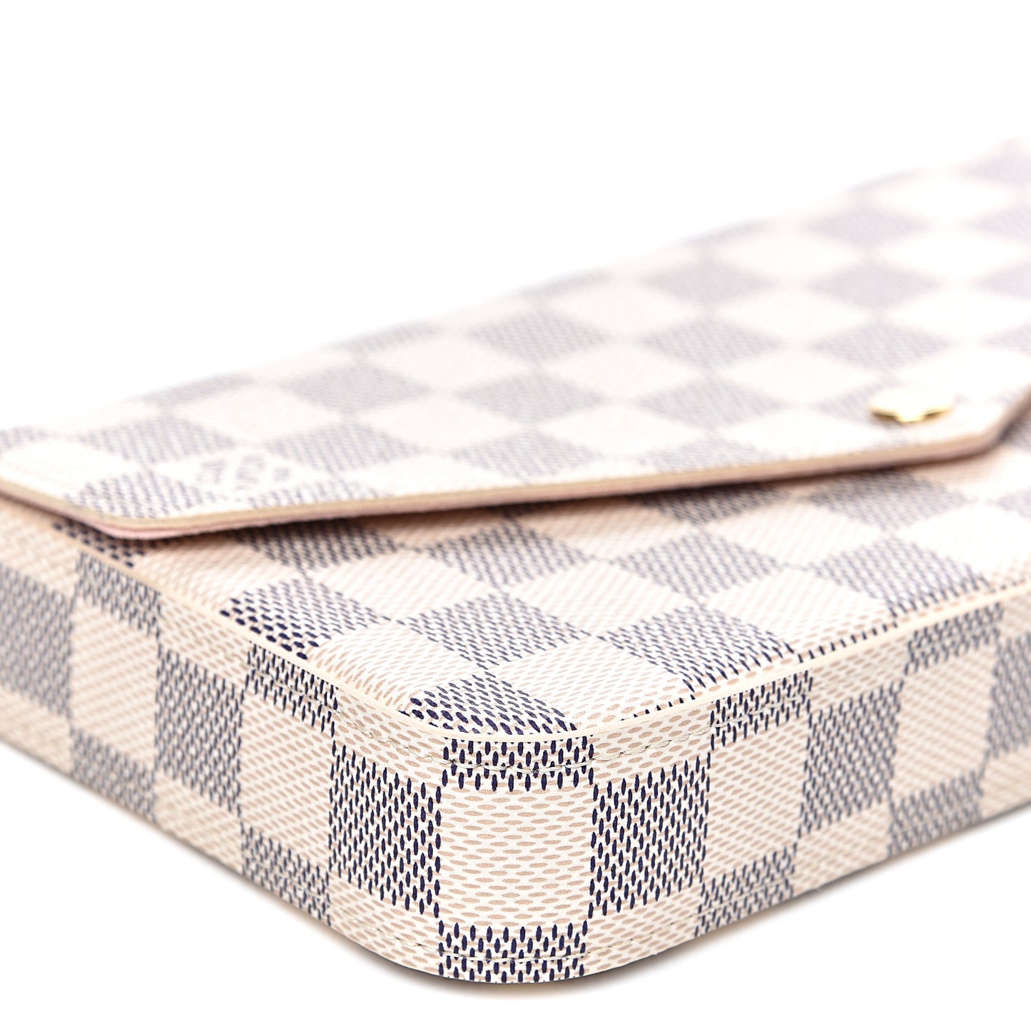 Damier Azur Pochette Felicie Chain Wallet Rose Ballerine