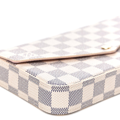 Louis Vuitton Damier Azur Pochette Felicie Chain Wallet Rose Ballerine 9 of 11