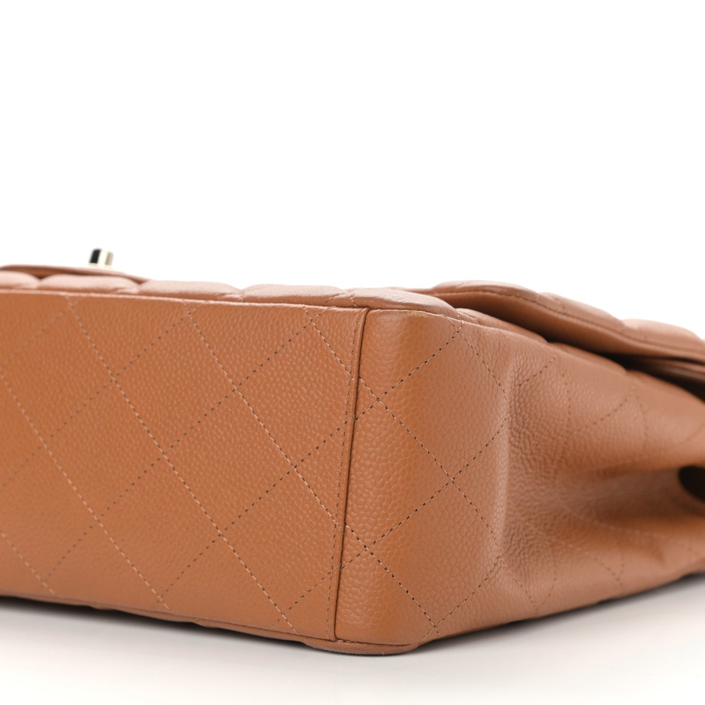 Caviar Quilted Maxi Double Flap Light Brown
