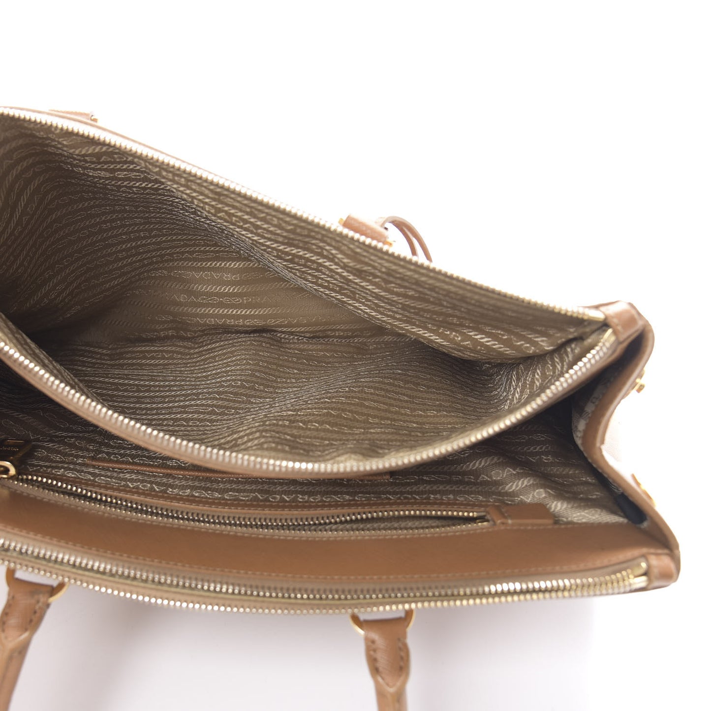 Saffiano Large Galleria Double Zip Tote Caramel