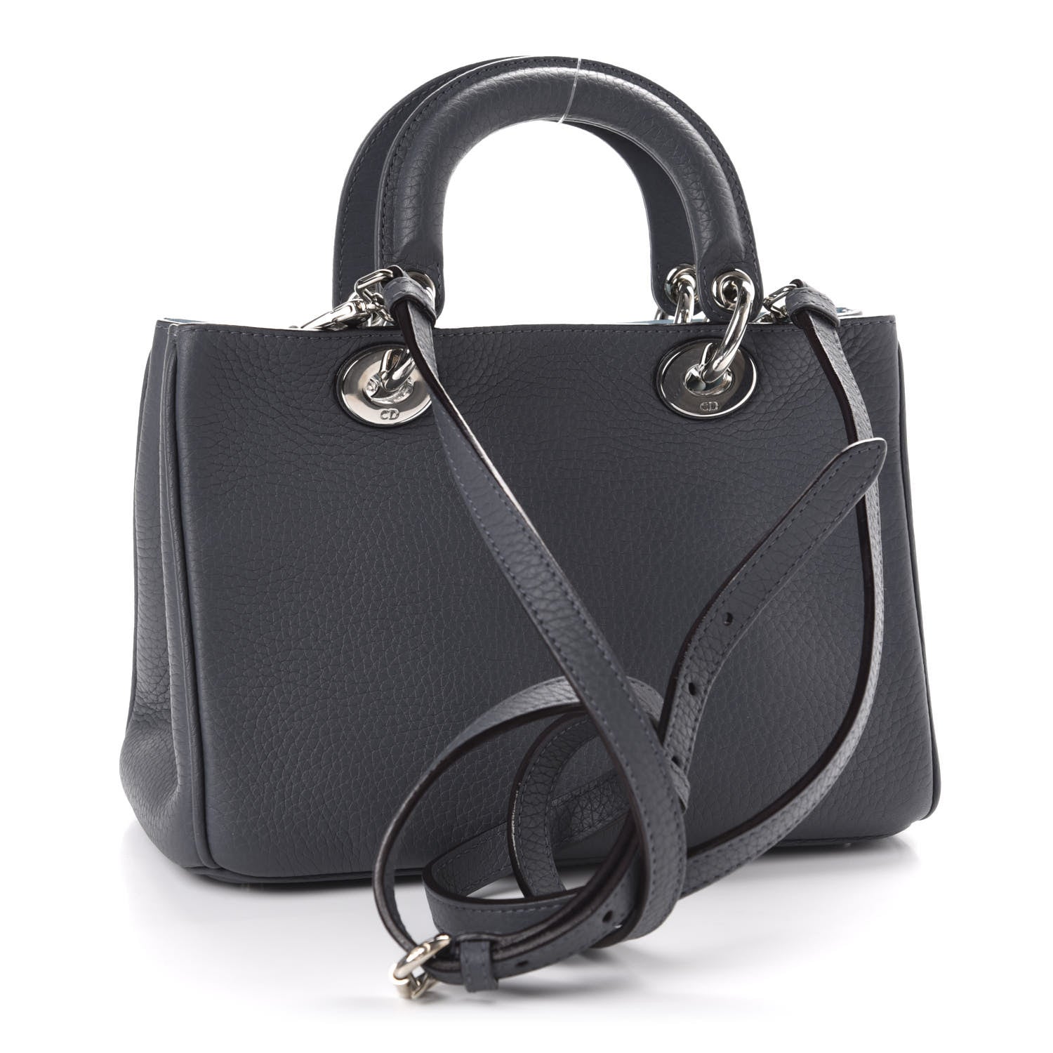Christian Dior Bullcalf Mini Diorissimo Tote Grey Blue 4 of 11