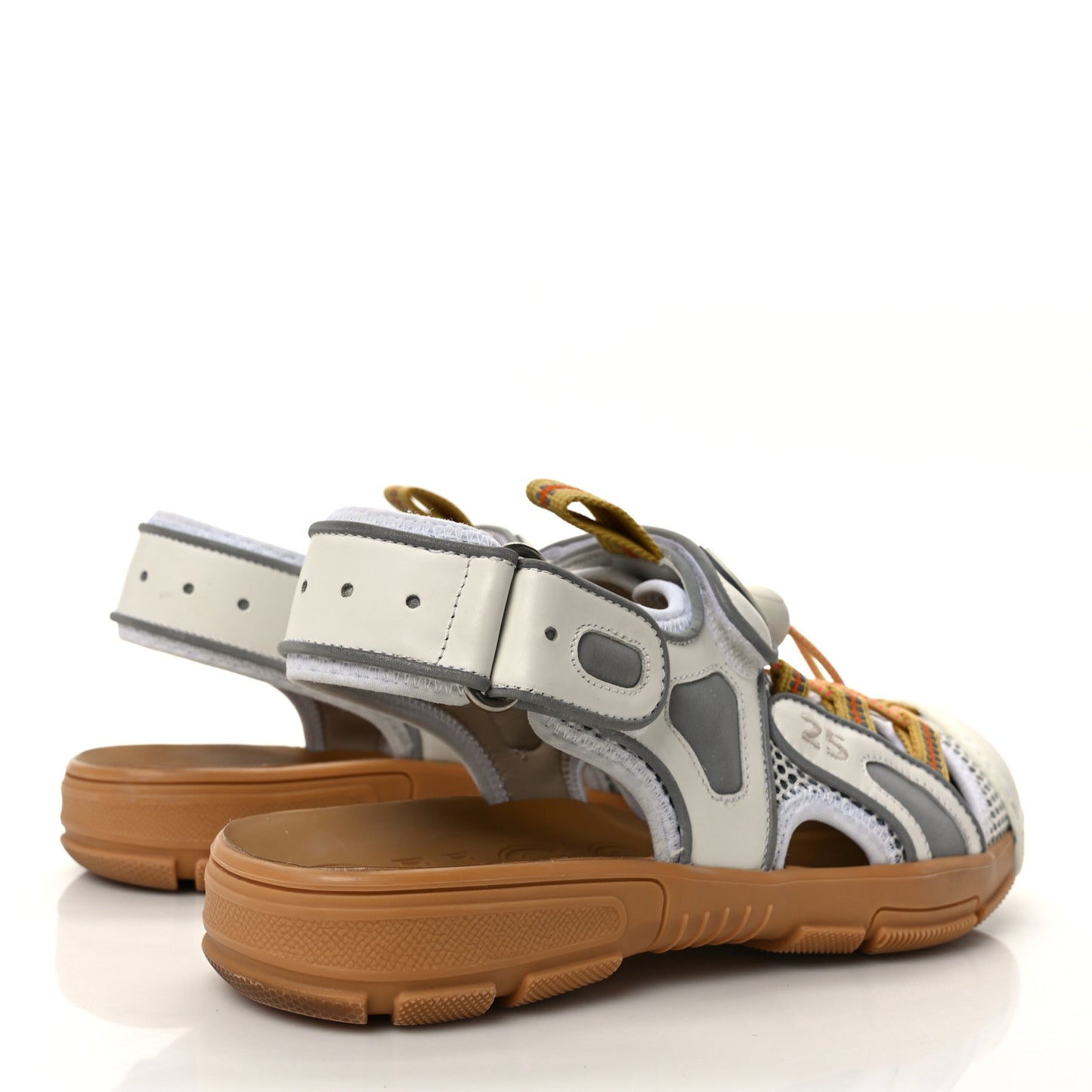 Mesh Fabric Tinsel Sport Sandals 38.5 White Silver