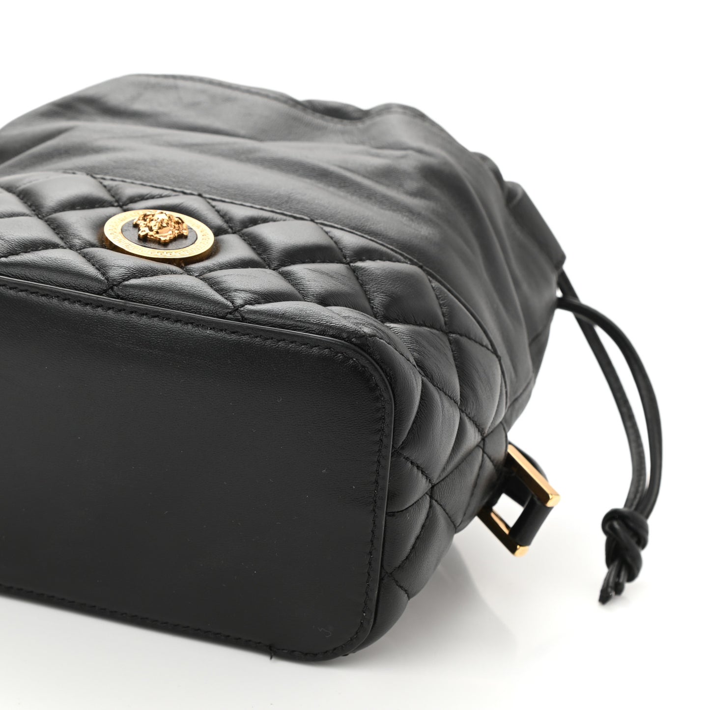 Nappa Quilted Medusa Bucket Bag Black