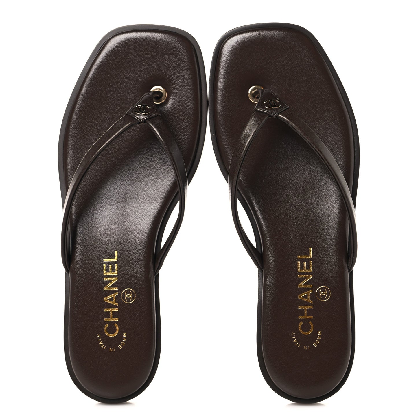 Goatskin CC Times Square Thong Sandals  37.5 Brown