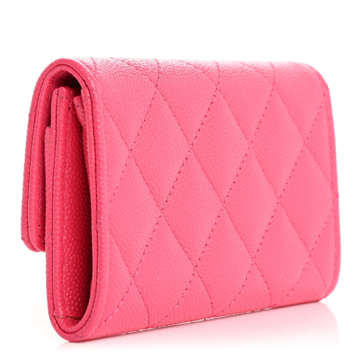 Caviar Quilted Chanel 19 Flap Card Holder Wallet Dark Pink
