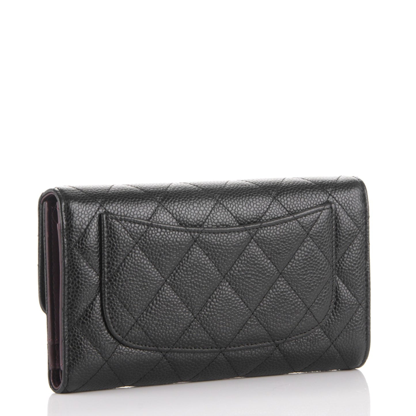 Caviar Quilted Large Flap Wallet Black