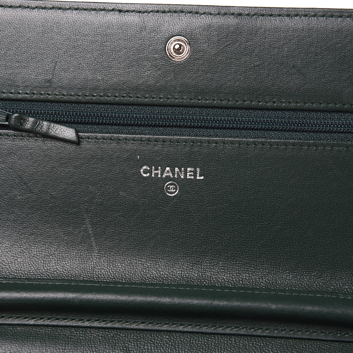 Chanel Lambskin Quilted Boy Wallet On Chain WOC Green 6 of 14