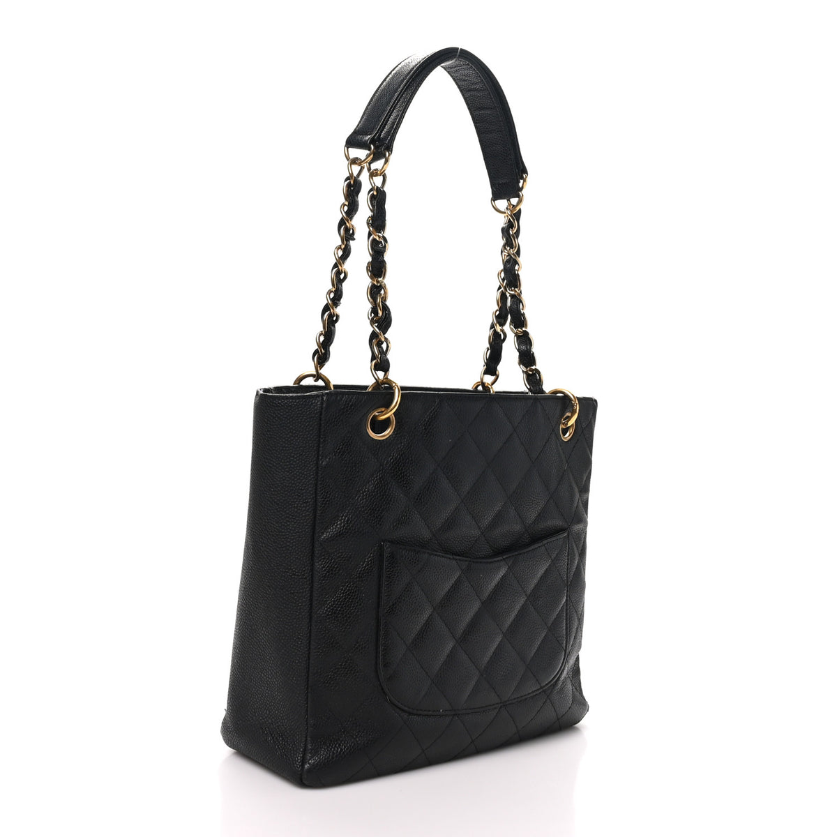 Caviar Quilted Petit Shopping Tote PST Black
