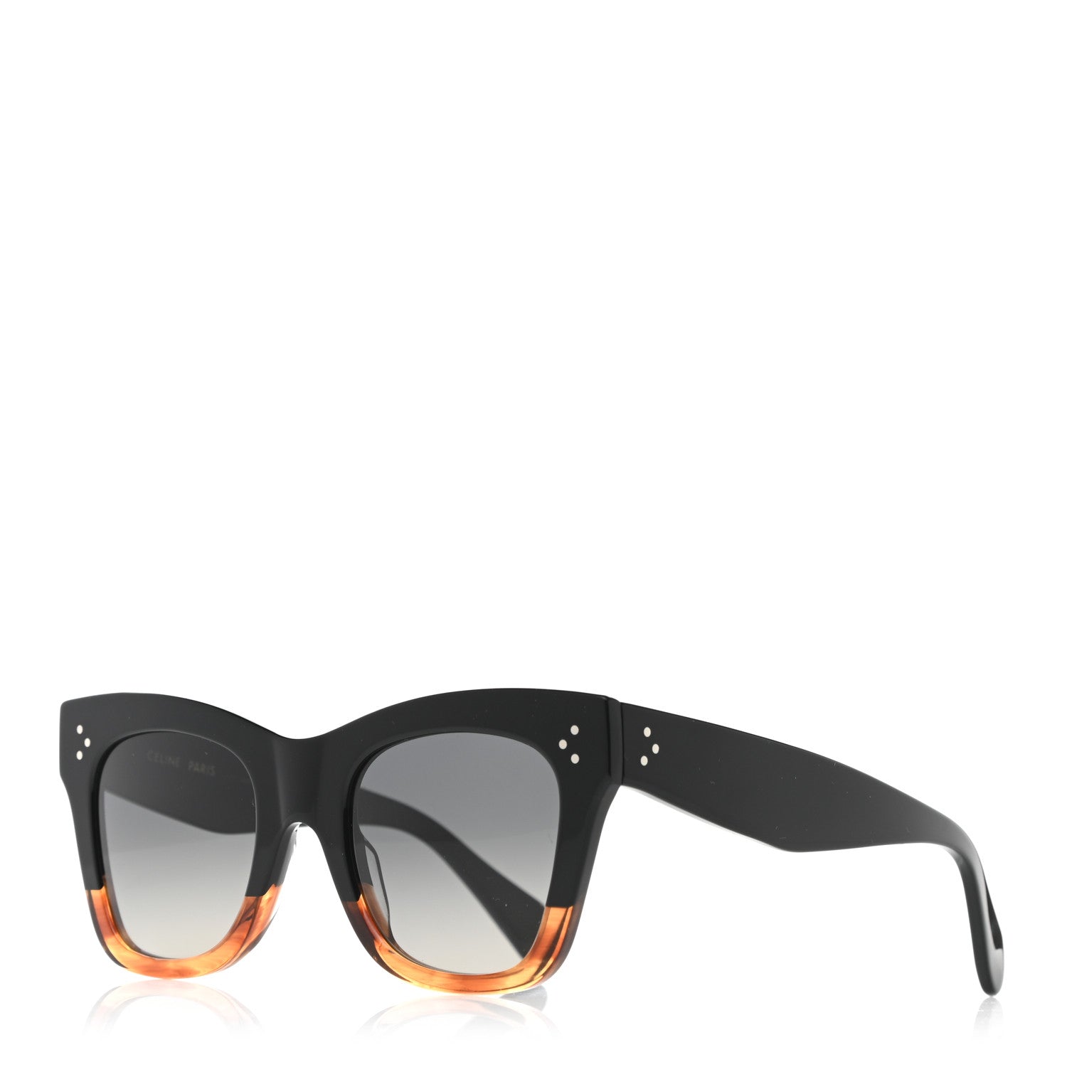 Celine Acetate Polarized Cat Eye Sunglasses CL4004IN Havana Black 1 of 7