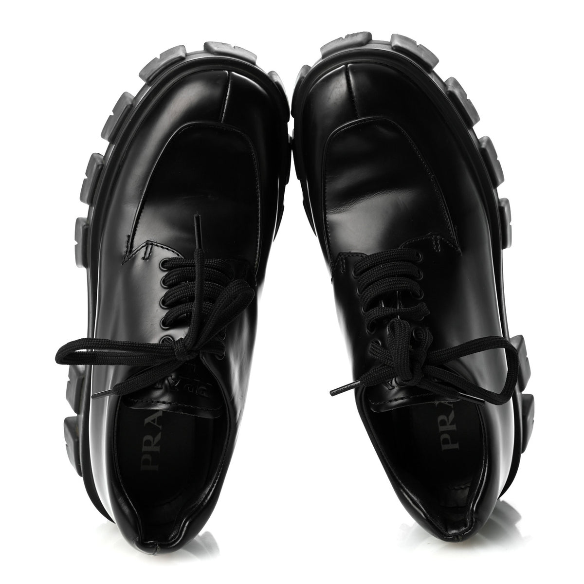 Prada Spazzolato Rois Monolith 55mm Derby Loafers 36.5 Black 2 of 10