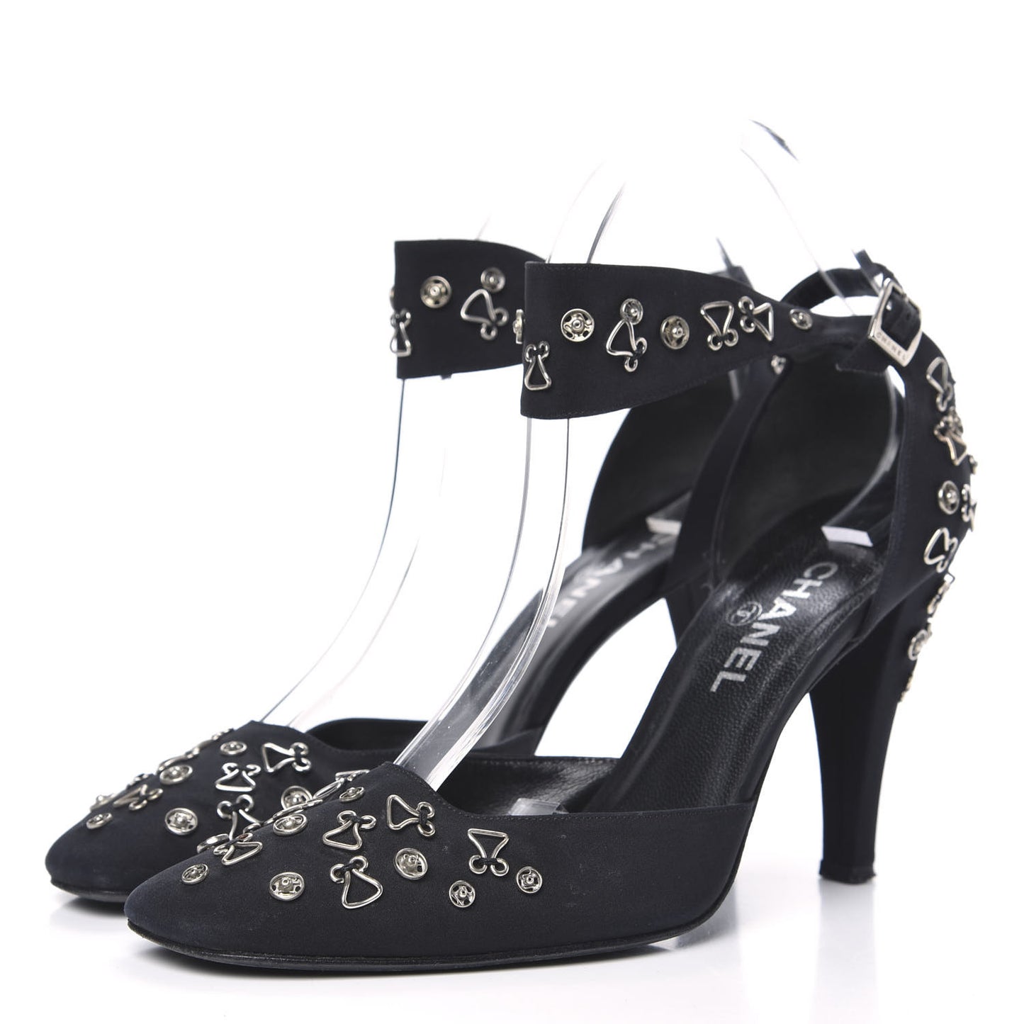 Satin Embellished Pumps 40 Black