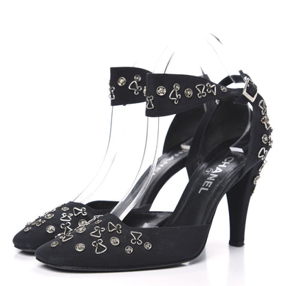 Chanel Satin Embellished Pumps 40 Black 3 of 9