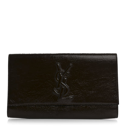 Saint Laurent Textured Patent Calfskin Large Belle De Jour Clutch Dark Brown 1 of 8