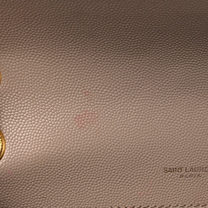 Saint Laurent Grain De Poudre Textured Mixed Matelasse Medium Triquilt Monogram Satchel Dark Beige 12 of 16