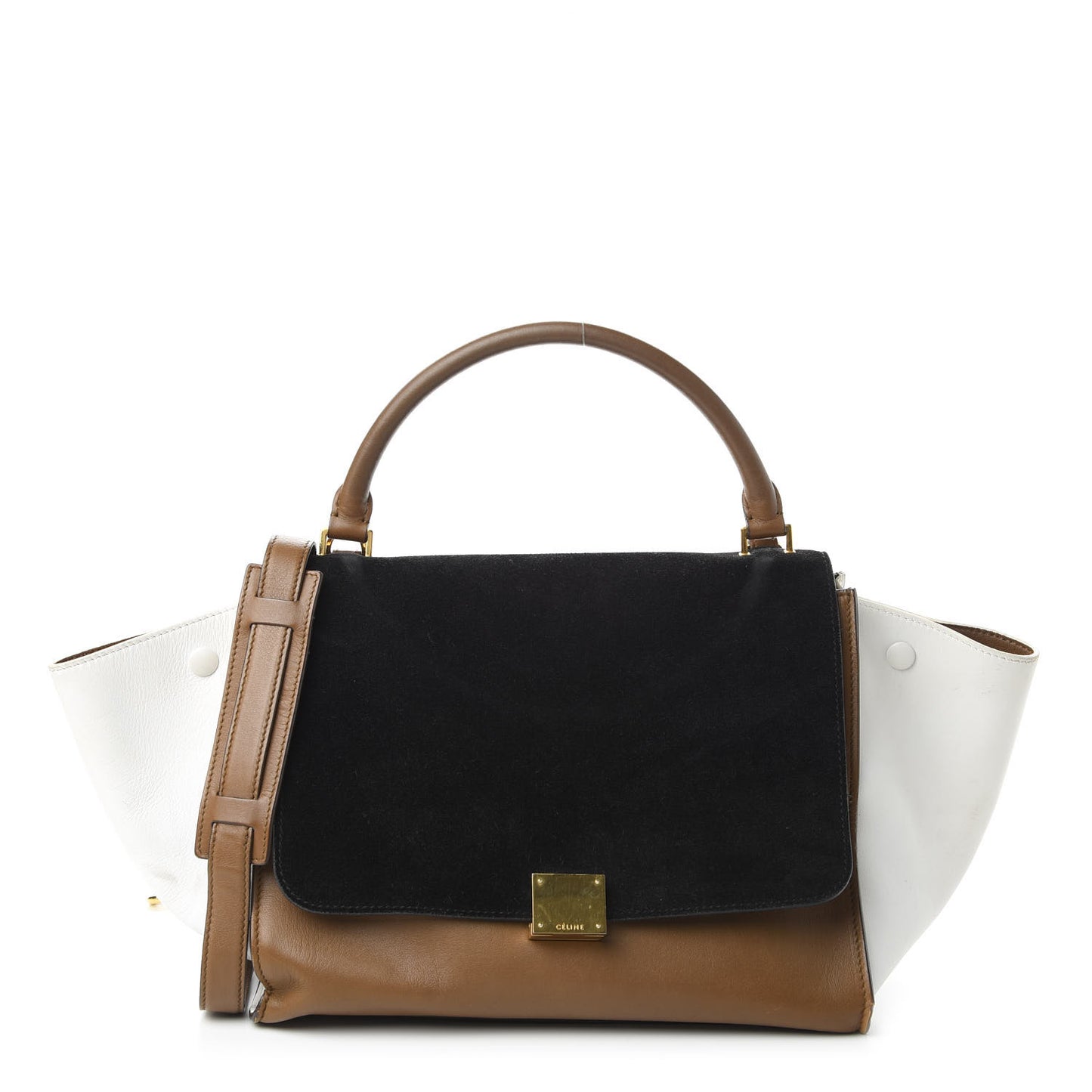 Smooth Calfskin Suede Large Tri-Color Trapeze Black