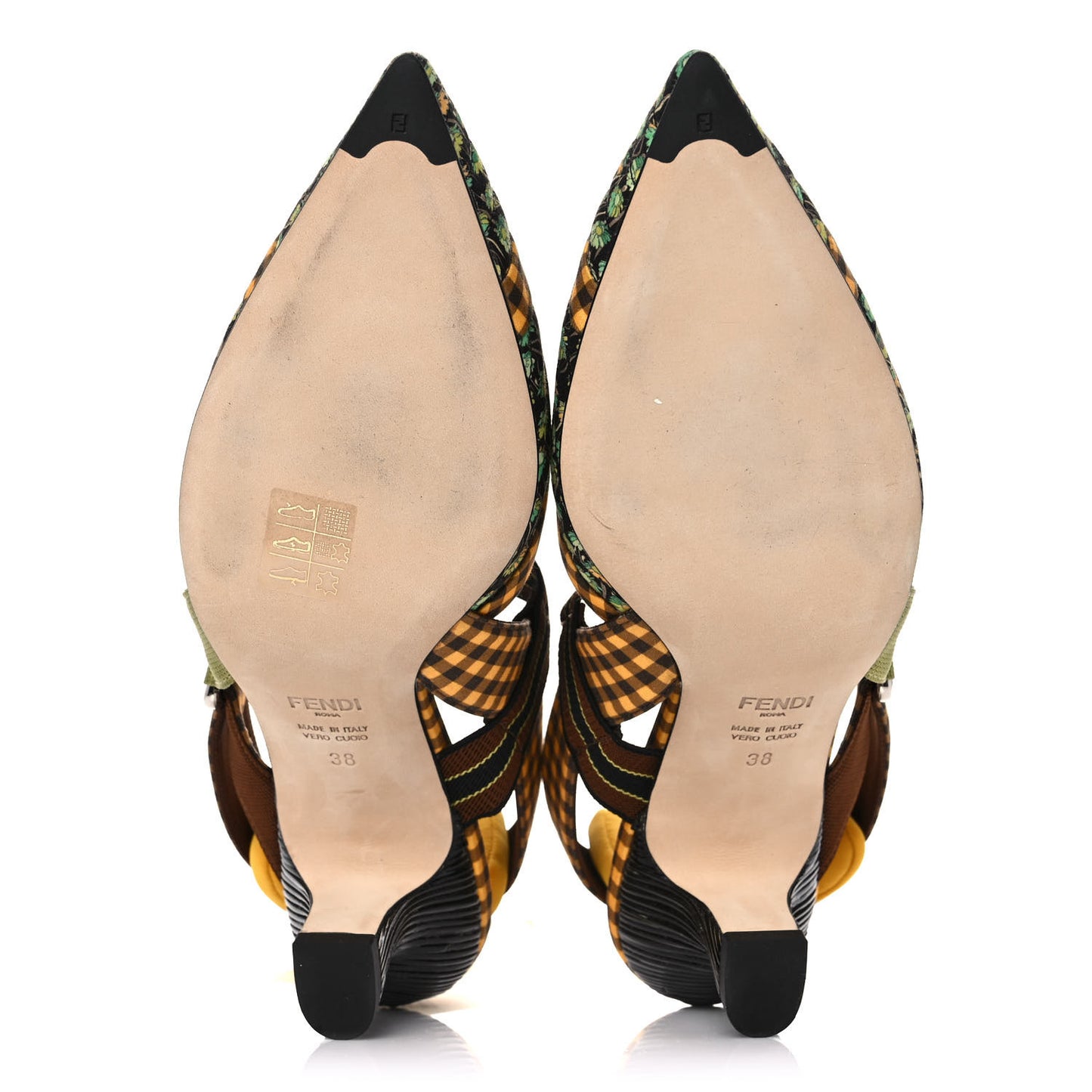 Cotton Printed Colibri 85mm Slingback Pumps 38 Moro Sunflower