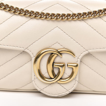 Gucci Calfskin Matelasse Super Mini GG Marmont Shoulder Bag White 8 of 17
