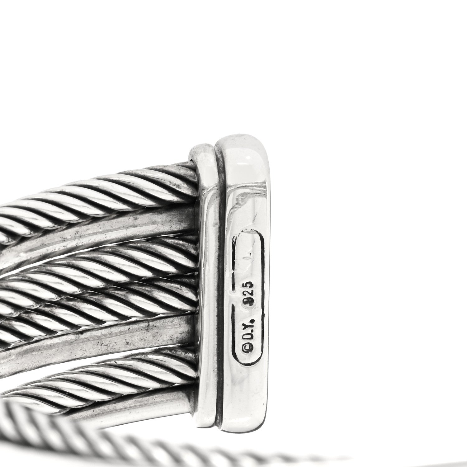 David Yurman Sterling Silver Black Diamond Crossover Four Row Cuff Bracelet 3 of 3