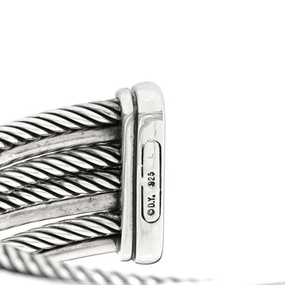 David Yurman Sterling Silver Black Diamond Crossover Four Row Cuff Bracelet 3 of 3