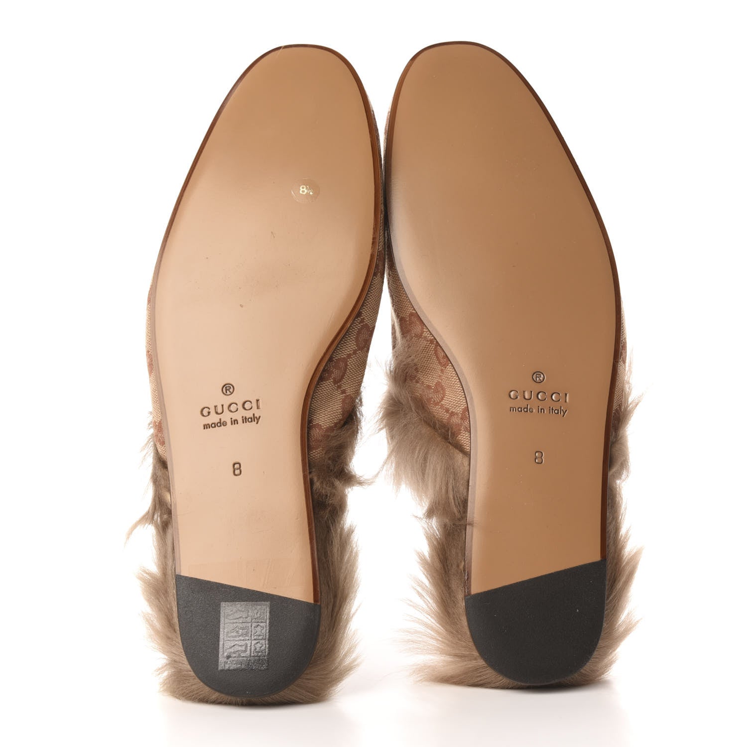 Gucci GG Monogram Fur Mens Princetown Slippers 8 Beige Ruggine Rust 5 of 8