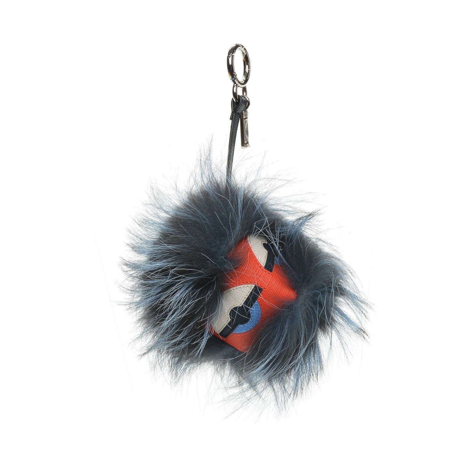 Fendi Fox Fur Vitello Nutty Monster Bag Charm Sky 1 of 3
