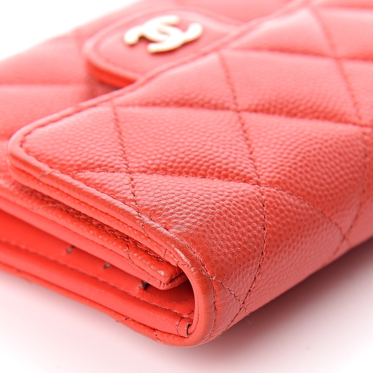 Caviar Quilted Compact Flap Wallet Red