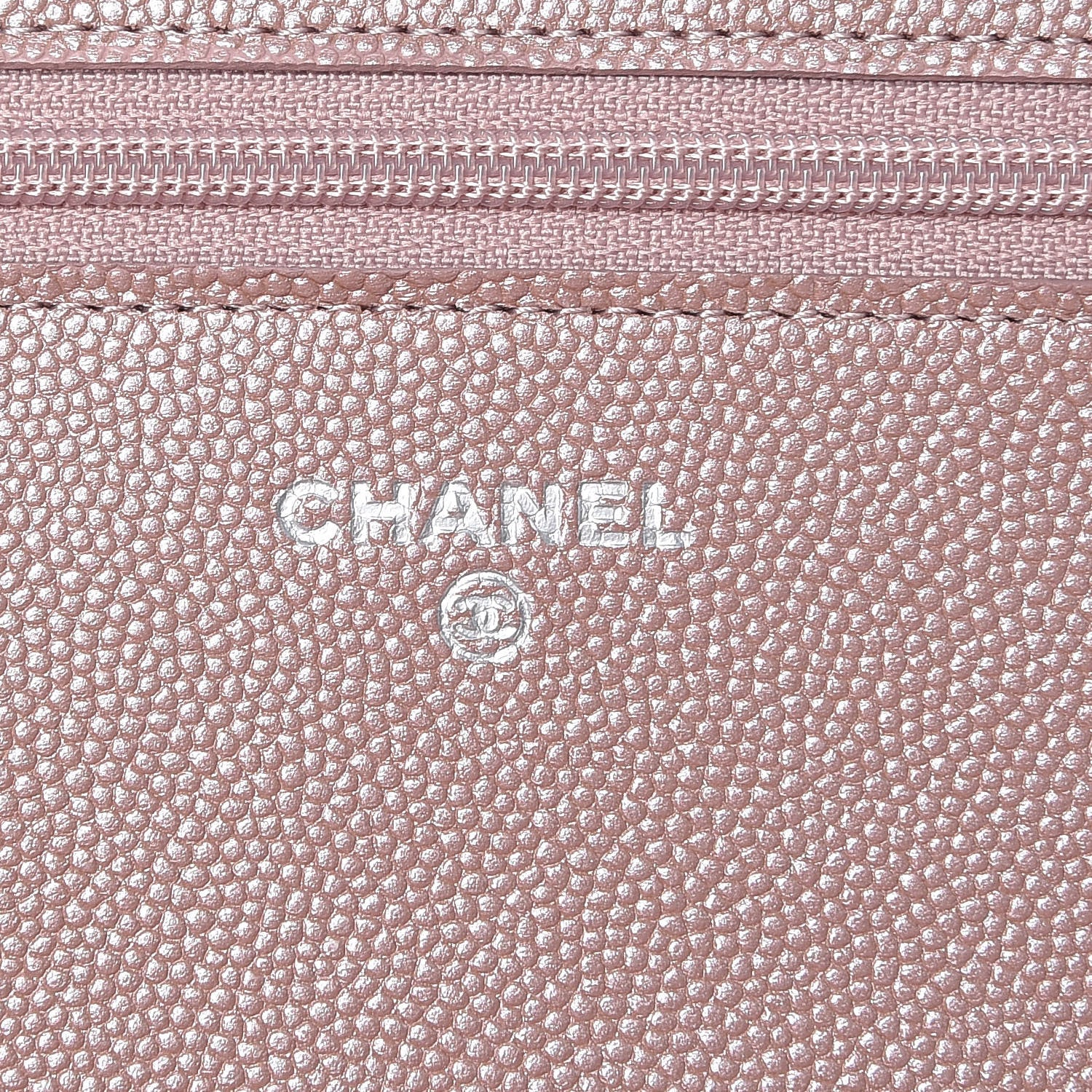 Chanel Metallic Caviar Chevron Quilted Vintage Mademoiselle Wallet On Chain WOC Pink 8 of 10