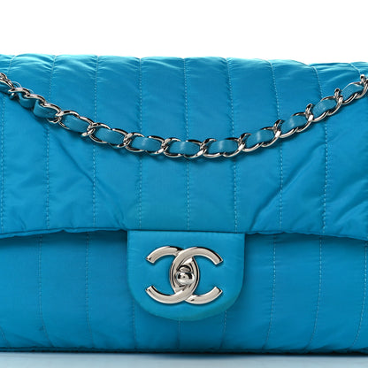 Chanel Nylon Vertical Quilted Jumbo Flap Turquoise 13 of 13