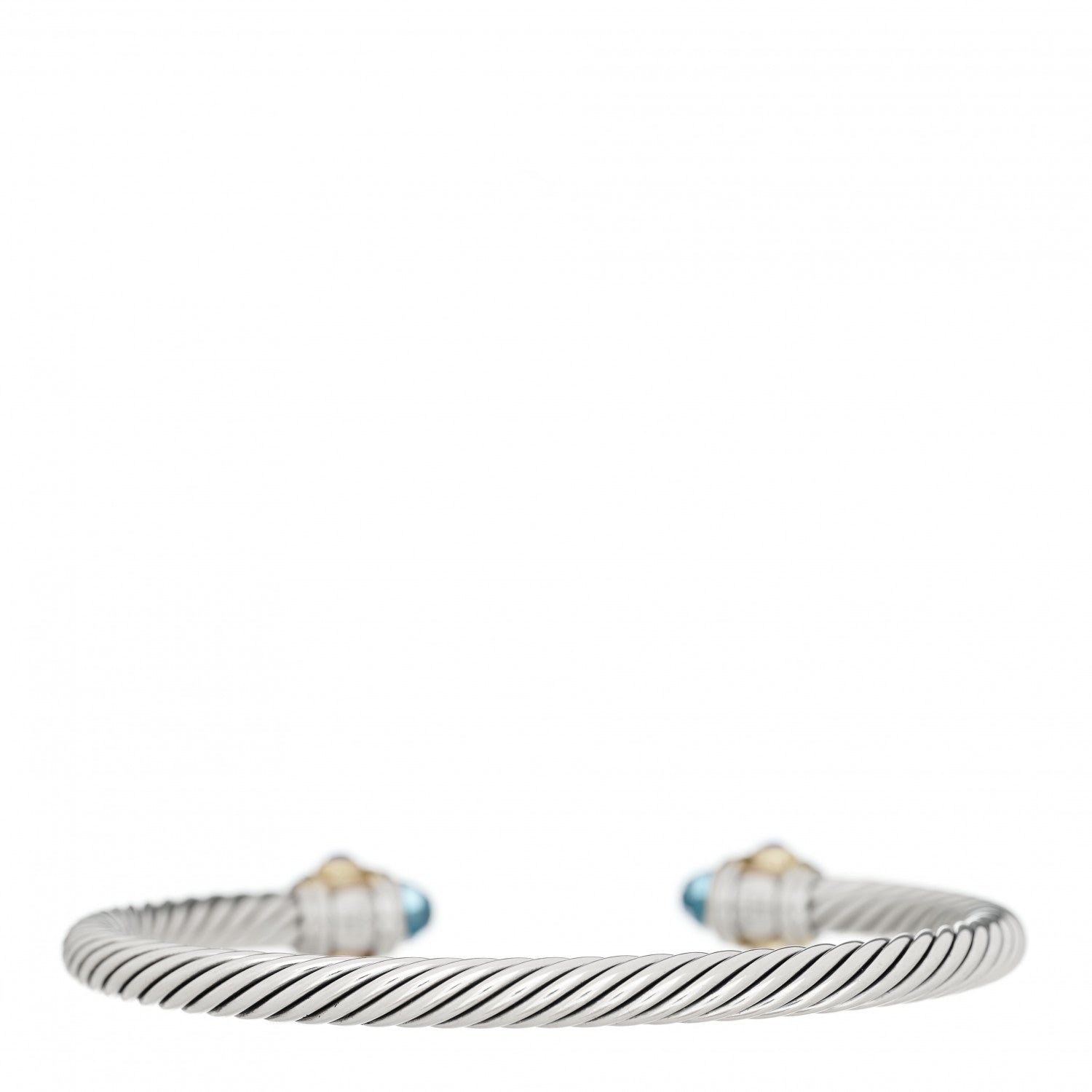 David Yurman Sterling Silver 14K Yellow Gold Blue Topaz Lapis Lazuli 5mm Cable Renaissance Bracelet 2 of 7