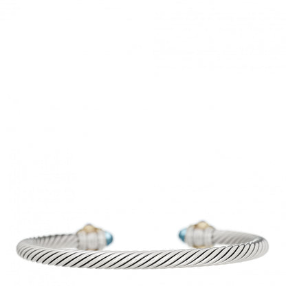 David Yurman Sterling Silver 14K Yellow Gold Blue Topaz Lapis Lazuli 5mm Cable Renaissance Bracelet 2 of 7