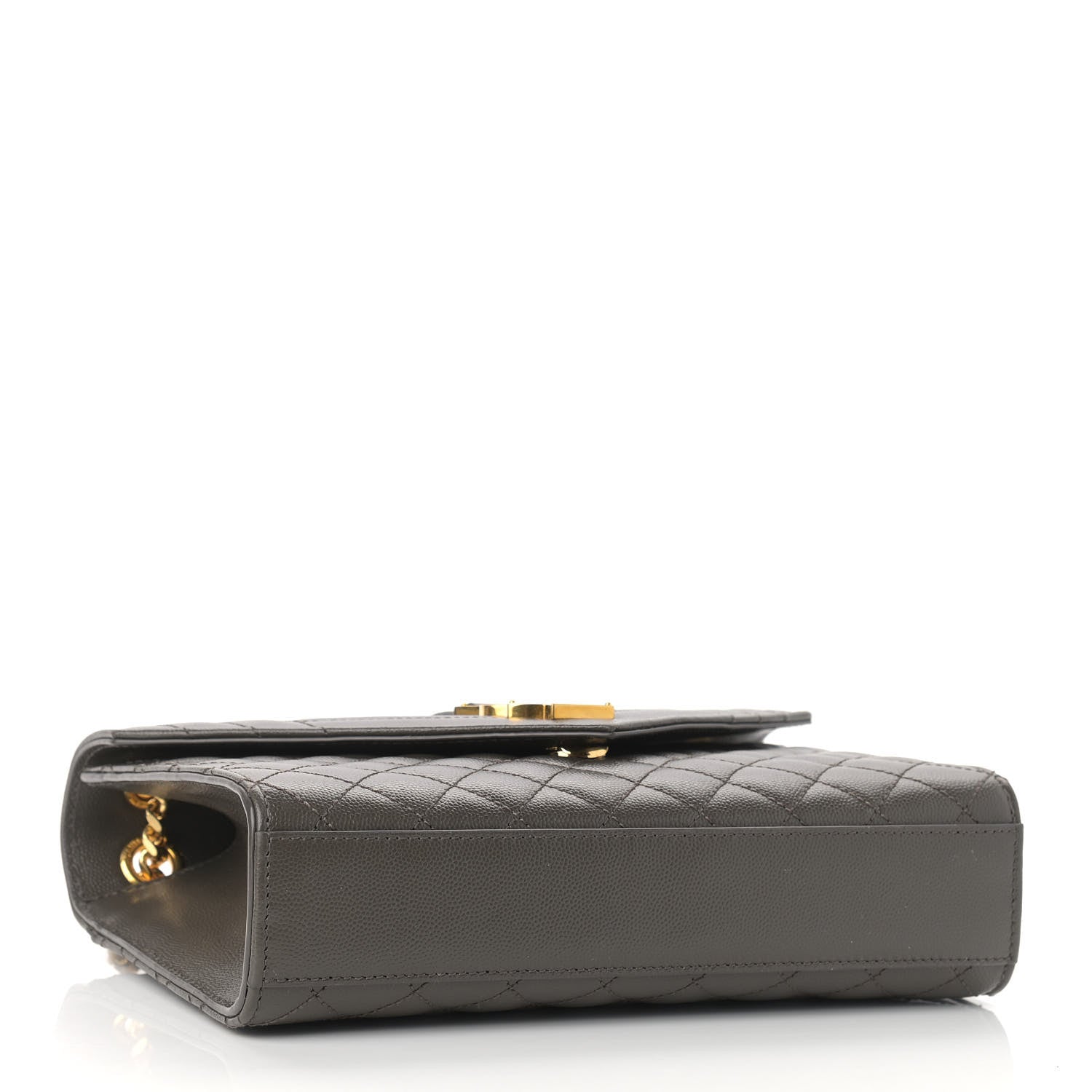 Saint Laurent Grain De Poudre Textured Mixed Matelasse Medium Triquilt Monogram Satchel Vert Kaki 3 of 7
