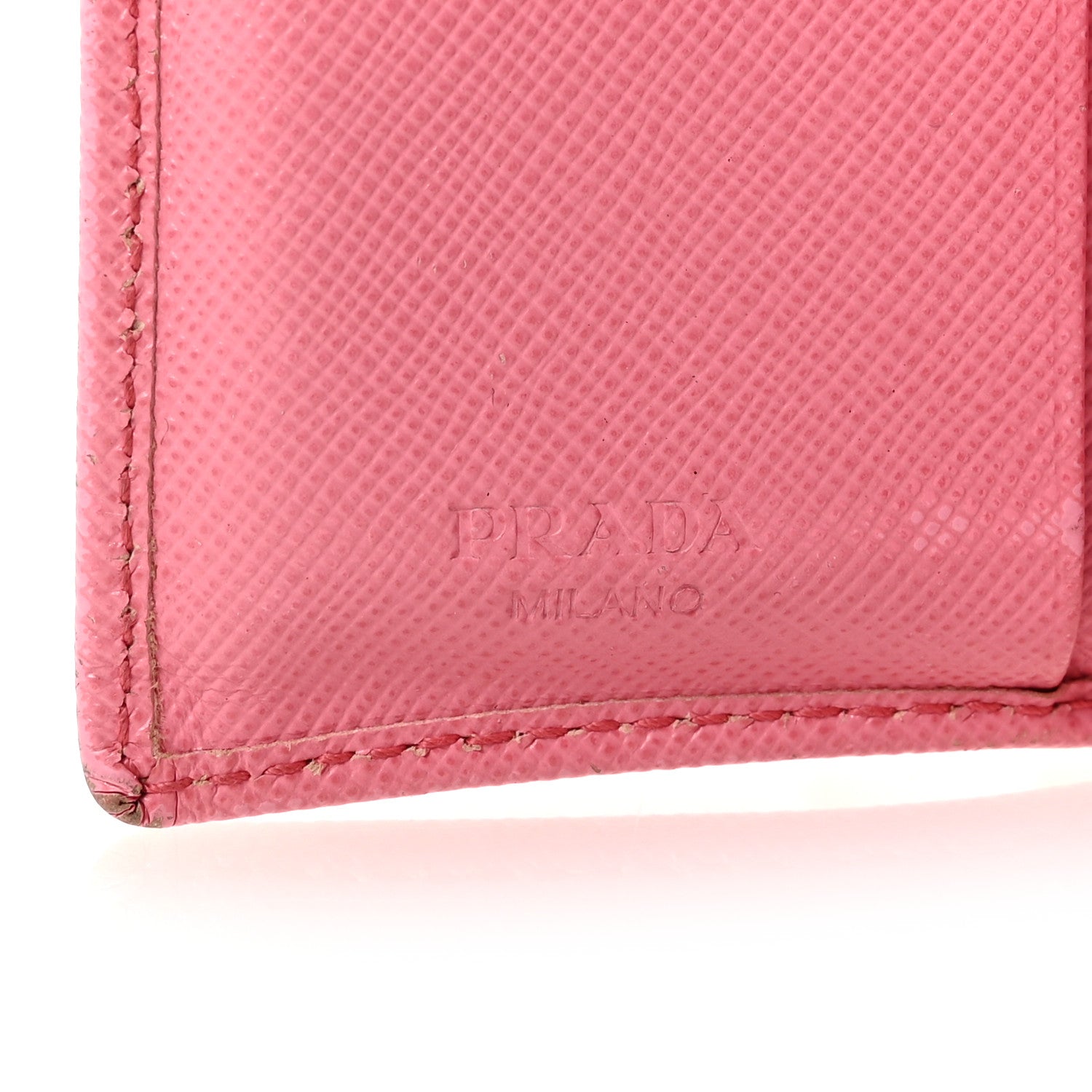 Prada Saffiano Metal Compact Snap Bi-Fold Wallet Geranio 6 of 7