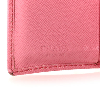 Prada Saffiano Metal Compact Snap Bi-Fold Wallet Geranio 6 of 7