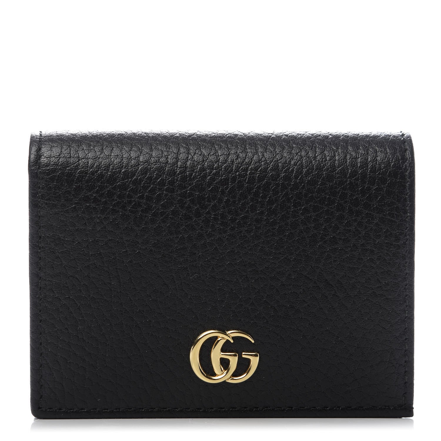 Gucci Pebbled Calfskin GG Marmont Card Case Black 1 of 8