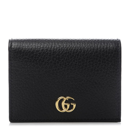 Gucci Pebbled Calfskin GG Marmont Card Case Black 1 of 8