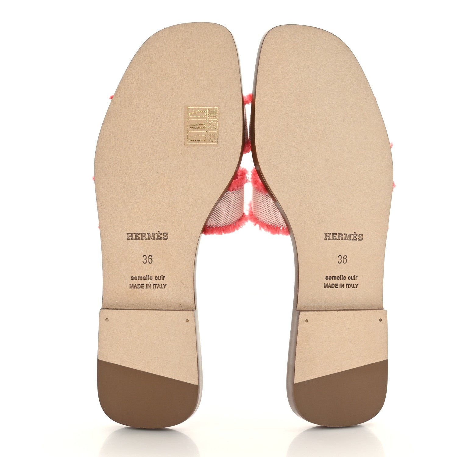 Hermes Toile H Oran Fringe Sandals 36 Framboise 5 of 9