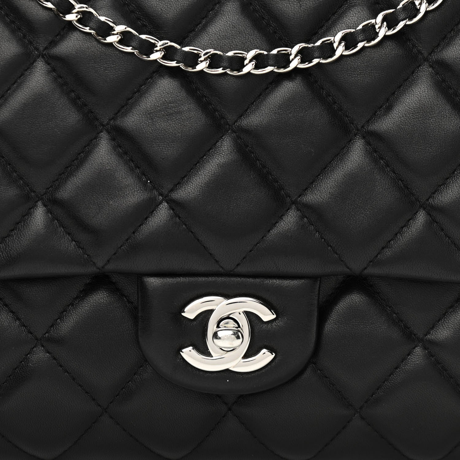 Chanel Lambskin Quilted Clutch With Chain Flap Black 10 of 13