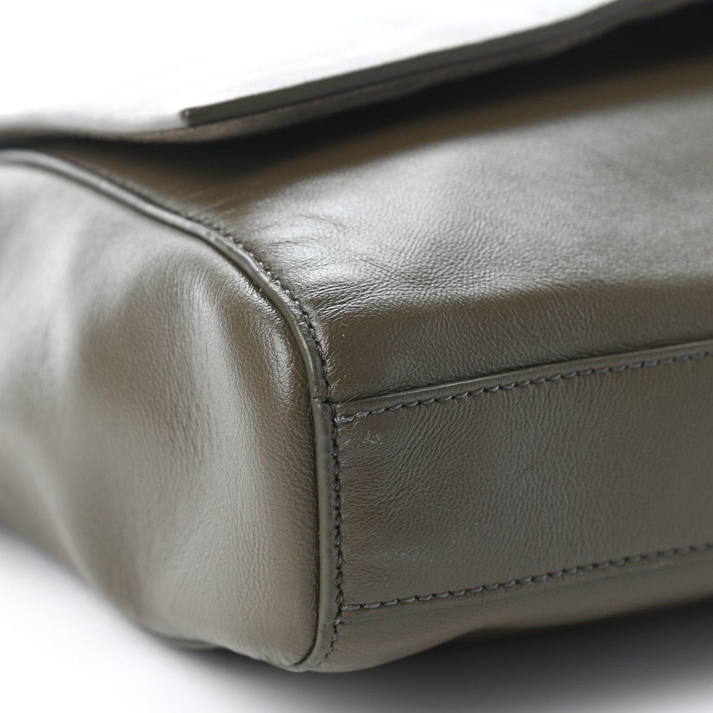 Smooth Calfskin Suede Medium Reversible Monogram Kate Satchel Olive