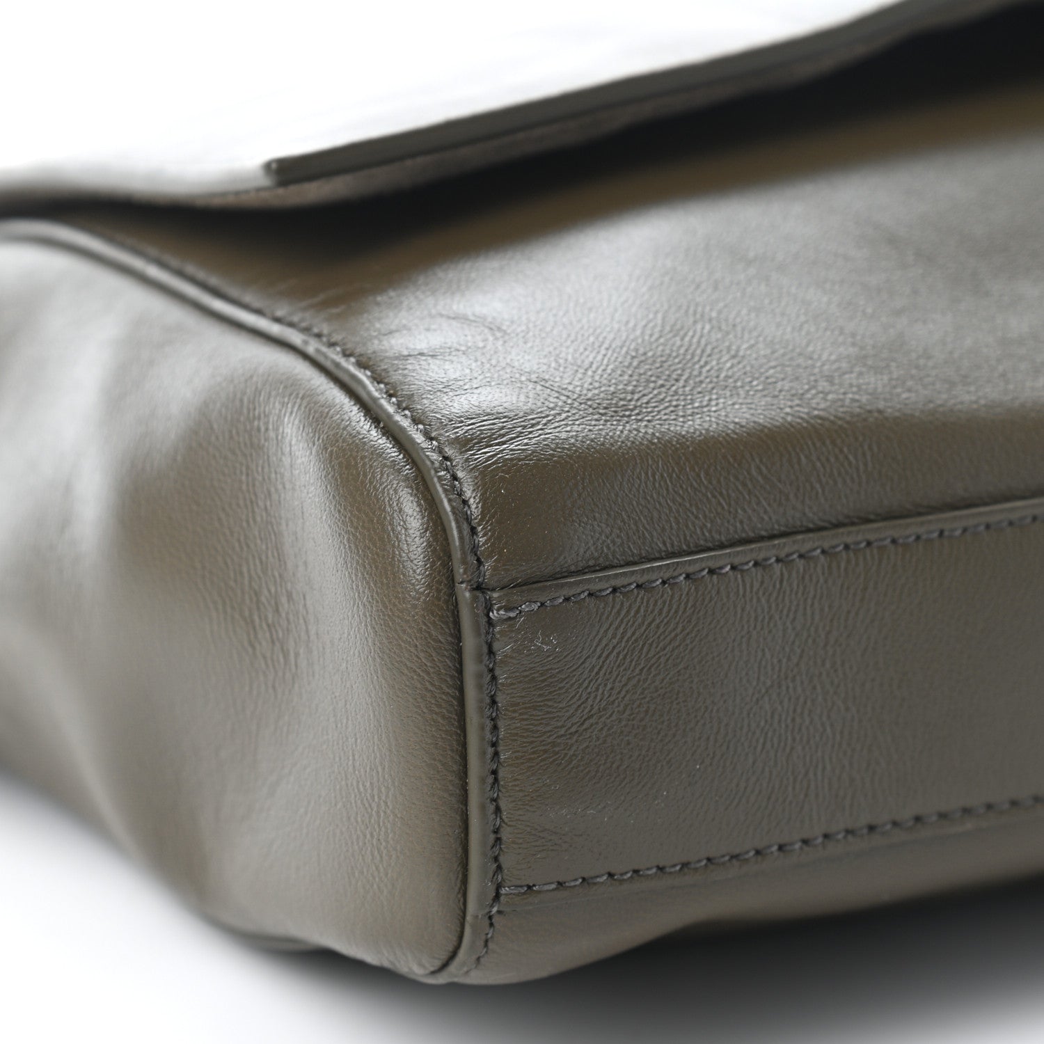 Saint Laurent Smooth Calfskin Suede Medium Reversible Monogram Kate Satchel Olive 10 of 11