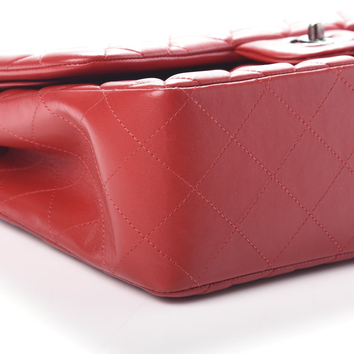 Chanel Lambskin Quilted Jumbo Double Flap Red 9 of 10