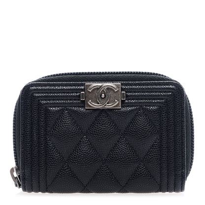 Chanel Caviar Quilted Boy Zip Around Coin Purse Wallet Black 1 of 7