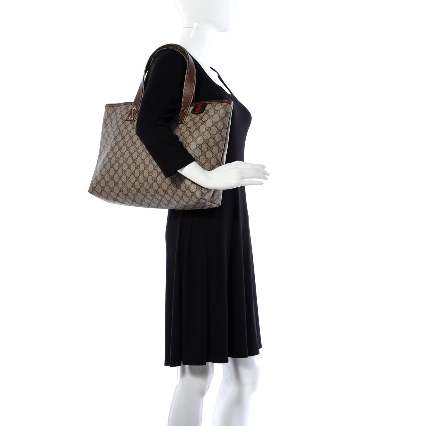 GG Plus Monogram Medium Signature Web Loop Tote Brown