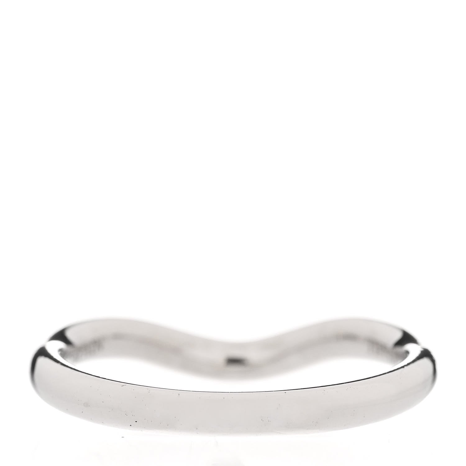 Tiffany Platinum Diamond Elsa Peretti Curved Wedding Band Ring 46 3.75 3 of 5