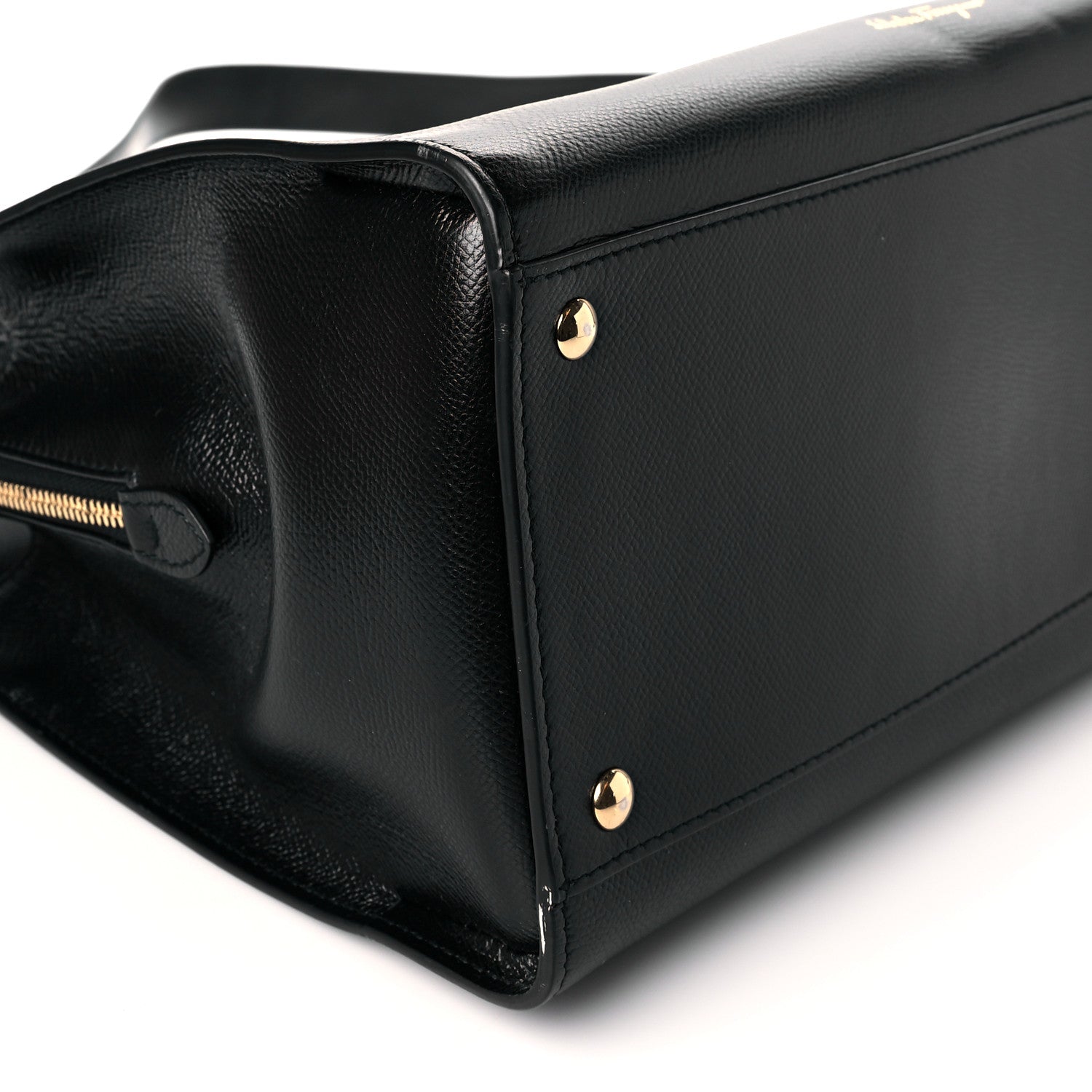 Salvatore Ferragamo Hammered Calfskin Today Satchel Black 5 of 10
