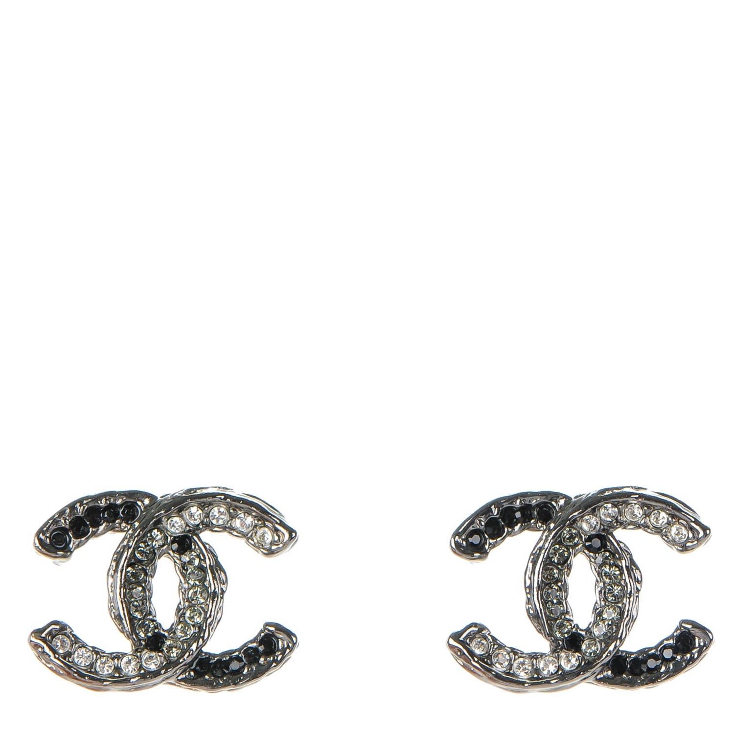 Chanel Crystal CC Earrings Ruthenium Black 1 of 5