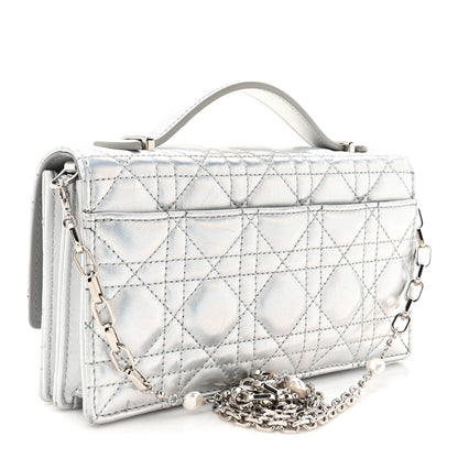 Christian Dior Iridescent Metallic Lambskin Cannage Mini My Dior Bag Silver 3 of 13