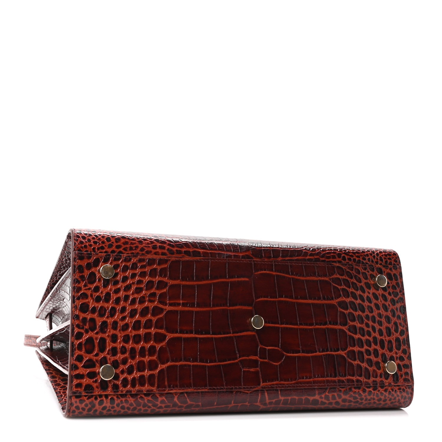 Saint Laurent Calfskin Crocodile Embossed Small Sac De Jour Dark Blood 5 of 10