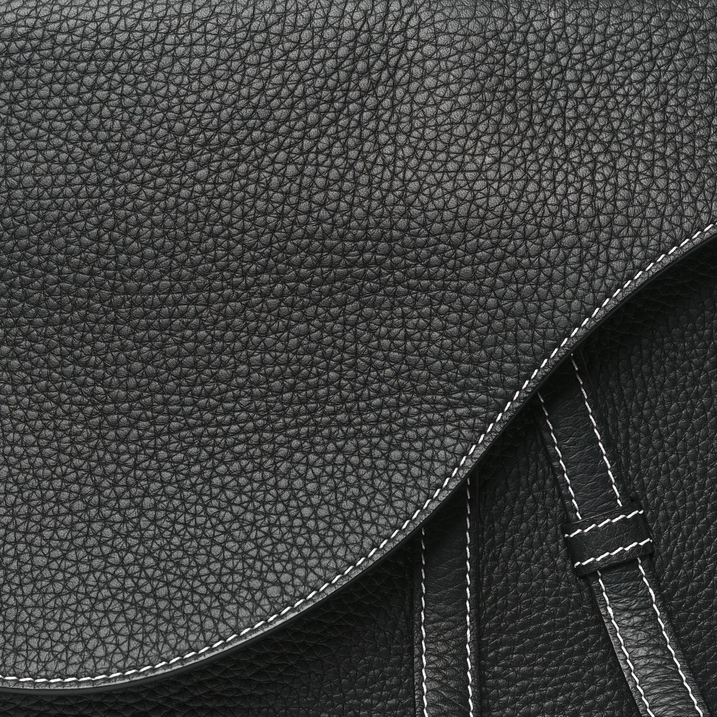 Grained Calfskin Saddle Soft Bag Black