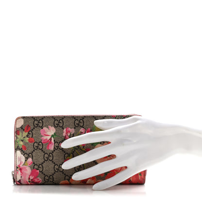 Gucci GG Supreme Monogram Blooms Zip Around Wallet Beige Multicolor Dry Rose 2 of 10