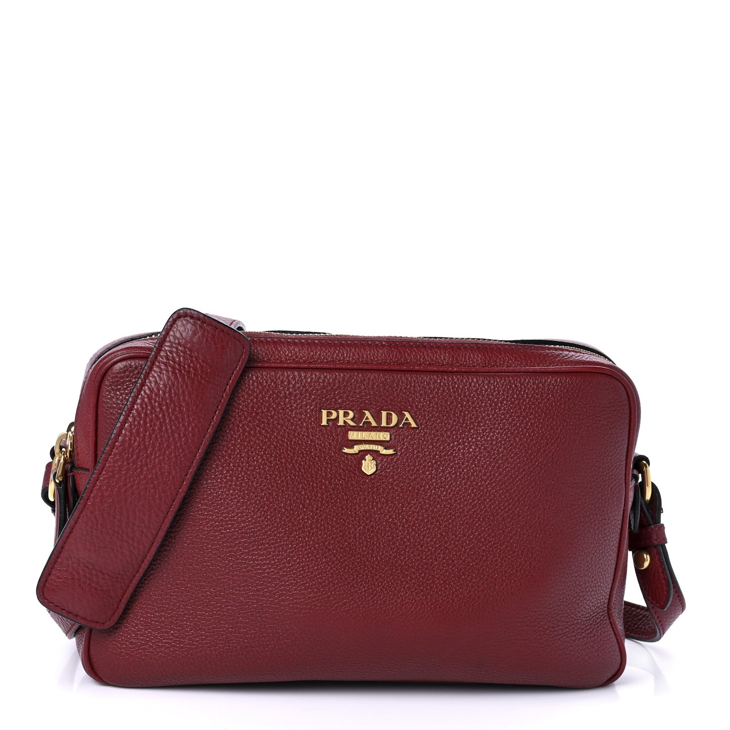 Vitello Daino Medium Double Zip Shoulder Bag Rosso
